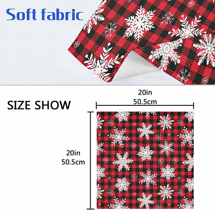 Wusikd Snowflakes Buffalo Plaid Cloth Napkins Set of 6 Winter Christmas Dinner Napkins Solid Washable Reusable Polyester Table Napkins Oversized 20"X20" with Hemmed Edges for Home Weeding Decoration