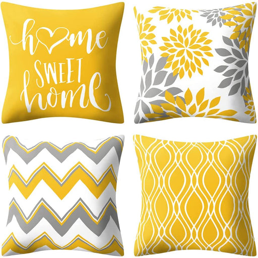 Yellow Pillow Covers 18X18 Set of 4 Modern Decorative Geometric Outdoor Sofa Throw Pillow Cushion Covers Case for Couch Living Room Bedroom Patio Furniture Indoors Home Decor
