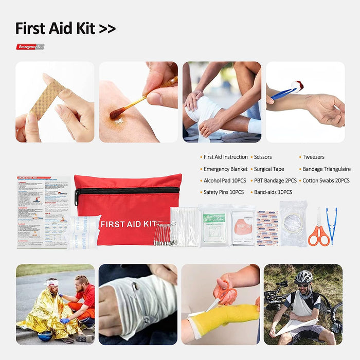 Car Roadside Emergency Kit with Jumper Cables, Auto Road Side Safety Kit for Vehicles - with Premium Carry Bag, Repair Tool Set, Folding Shovel, First Aid Kit, for Men, Women, Teenagers