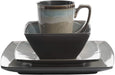 Gibson Elite Tequesta Square Reactive Glaze Stoneware Dinnerware Set, Service for 4 (16Pcs), Taupe