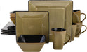Gibson Elite Tequesta Square Reactive Glaze Stoneware Dinnerware Set, Service for 4 (16Pcs), Taupe