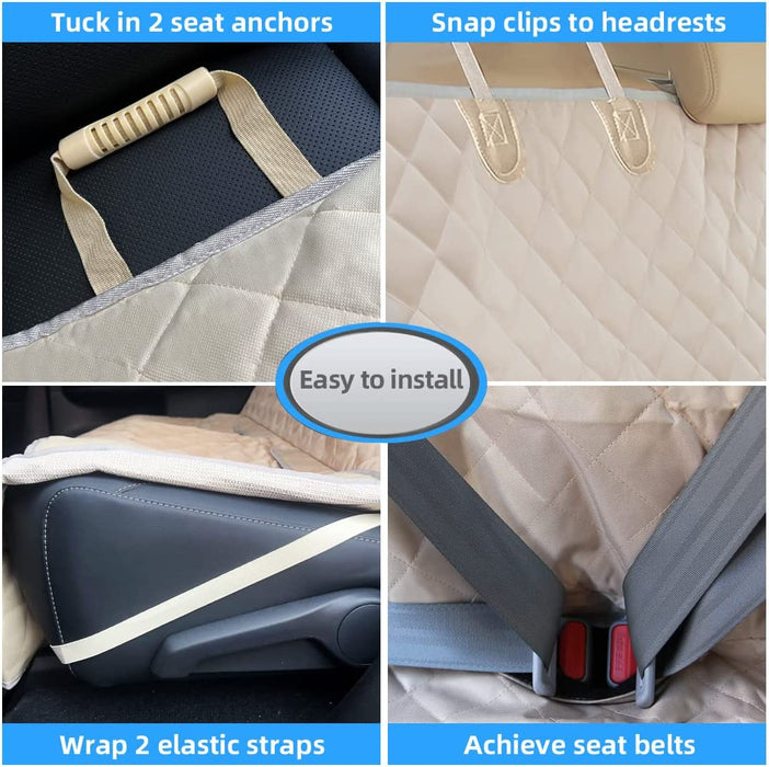 Deluxe Dog Seat Cover for Back Seat More Durable Waterproof Backseat Protector, High Heat Resistant and Nonslip Back Seat Cover for Dogs Kids,Universal Size Fits Cars Trucks Suvs (Beige)