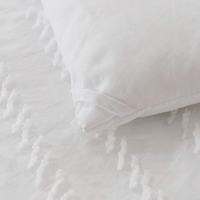 Queen Size Comforter Set, White Bedding Set Tufted Design,Boho Comforter for Queen Bed,Lightweight and Fluffy Bed Comforter for All Seasons