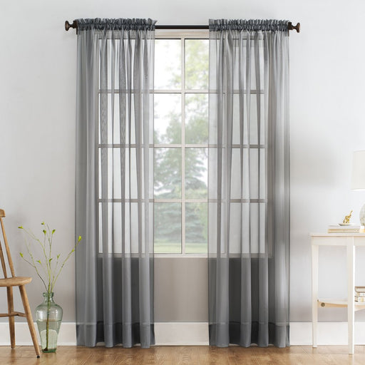 Mainstays Marjorie Sheer Voile Curtain, Single Panel, 59"W X 63"L, Gray