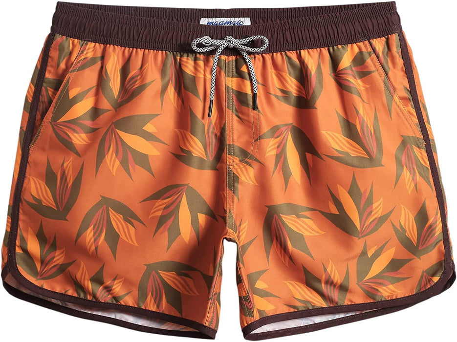 Mens Boys Short 80S 90S Vintage Swim Trunks with Mesh Lining Quick Dry Swim Suits Board Shorts
