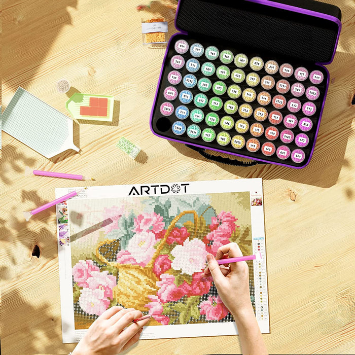 Diamond Painting Storage Containers, 60 Slots Diamond Painting Accessories Shockproof Jars for Jewelry Beads Rings Charms Glitter Rhinestones