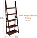 Modern 5-Tier Ladder Bookshelf Organizer, Solid Rubberwood Frame - Espresso Finish