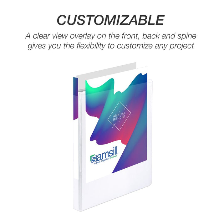 Durable .5" round Ring Binder, White, Customizable, 8 Pack