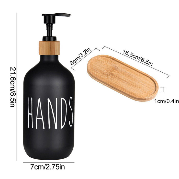 Dish Soap Dispenser and Hand Soap Dispenser with Bamboo Pump and Tray 16 Oz Matte Black Soap Dispenser Set for Kitchen