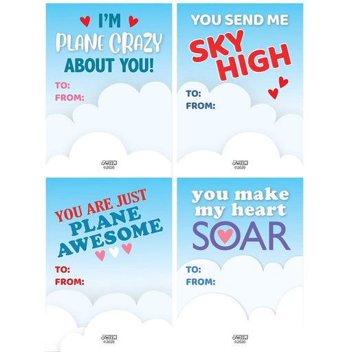28 Valentines Day Greeting Cards with Foam Airplanes Toy for Kids Valentine’S Planes Party Favors Gift Supplies, School Classroom Exchange Prizes