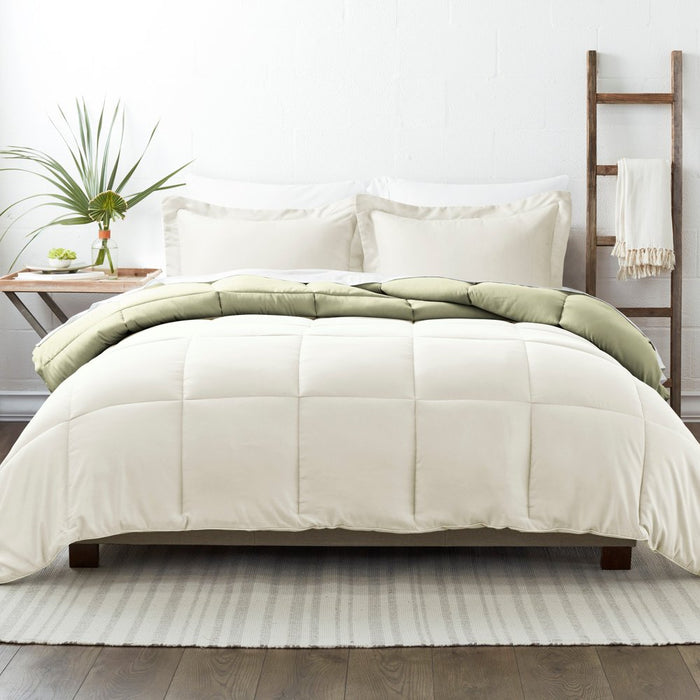 Sage & Ivory down Alternative, 3-Piece Reversible Comforter Set, Full/Queen, by Noble Linens