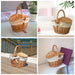 Handmade Woven Rattan Basket with Handle and Double Lids Camping Piic Food Storage Container Organizer