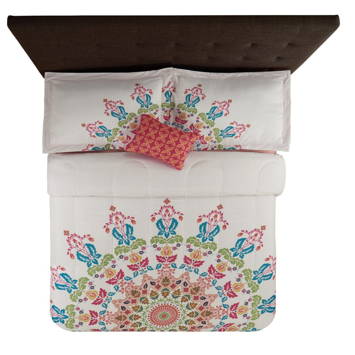 Mainstays Coral Medallion 6 Piece Bed in a Bag Comforter Set with Sheets, Twin/Twin XL