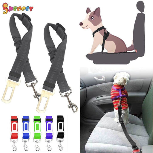 2 Pack Adjustable Pet Dog Cat Car Seat Belt Strap Safety Leads Seatbelt Harness for All Vehicle (Gray)