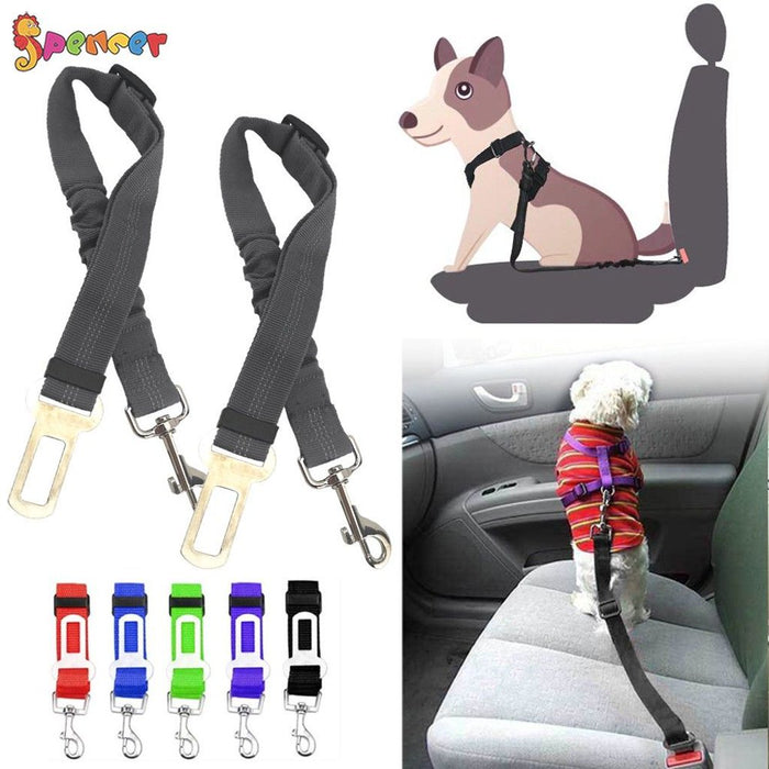 2 Pack Adjustable Pet Dog Cat Car Seat Belt Strap Safety Leads Seatbelt Harness for All Vehicle (Gray)