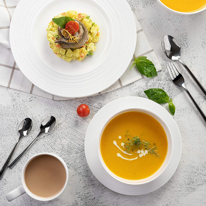 Infinity Bone China Dinnerware Set 16Pcs, round Plates (Soup Bowls, Dinner Plates, Salad Plates), Dinnerware Sets, Dinner Plates, Plates and Bowls Sets (Infinity)