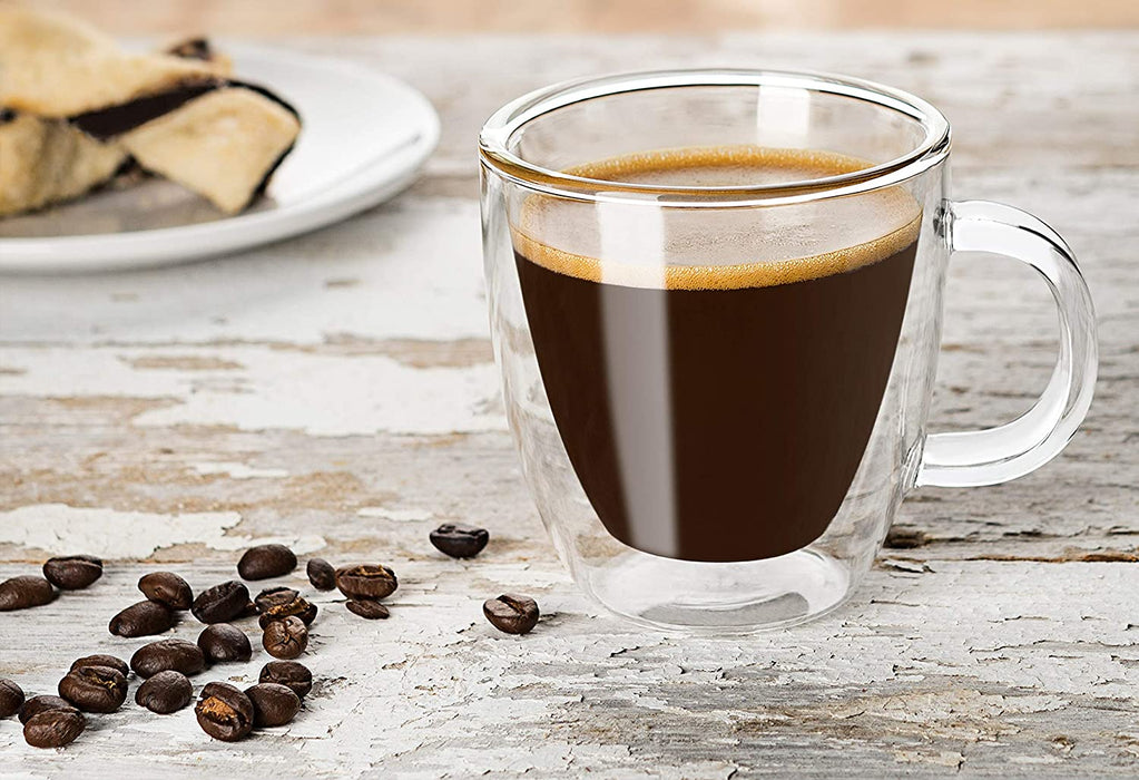 Savor Double Wall Insulated Glasses Espresso Mugs (Set of 2) - 5.4-Ounces