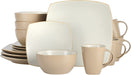Gibson Soho Lounge 16-Piece Square Reactive Glaze Dinnerware Set, Red