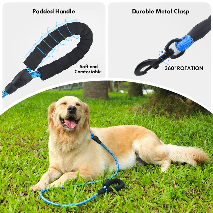 Dog Leash for Medium and Large Dogs with Comfortable Padded Handle Strong Leash with Highly Reflective Threads 5Ft-Blue