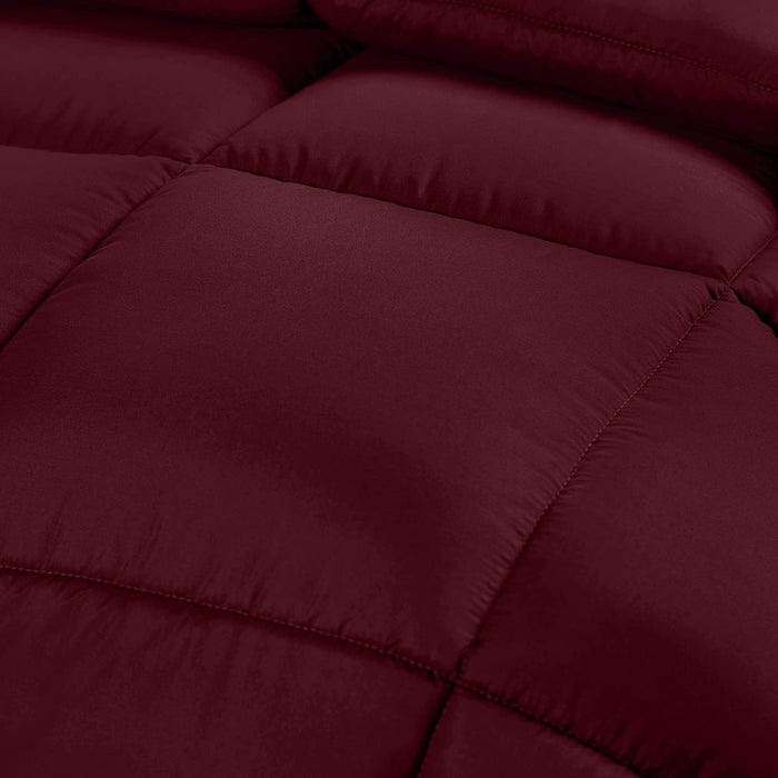 Comforter Duvet Insert - Quilted Comforter with Corner Tabs - Box Stitched down Alternative Comforter (Queen, Burgundy/Red)