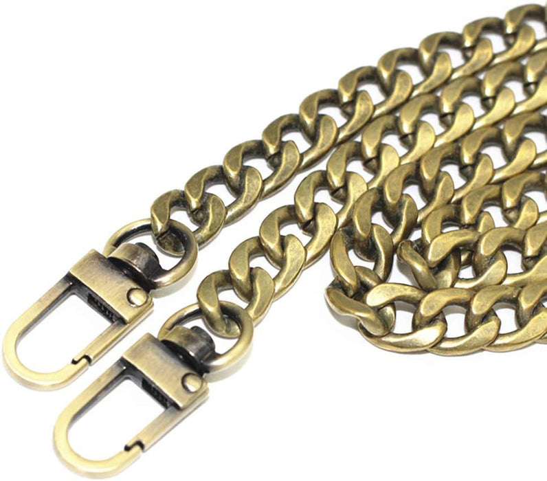 DIY Iron Flat Chain Strap Handbag Chains Purse Chain Straps Shoulder Cross Body Replacement Straps with Metal Buckles (31.5", Silver)
