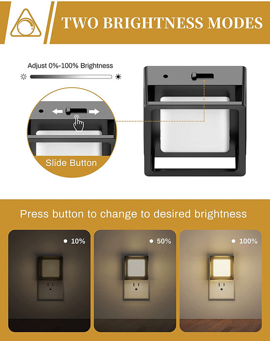 LED Night Light,  Night Lights Plug into Wall [2 Pack] with Dusk-To-Dawn Sensor, Dimmable Nightlights, Adjustable Brightness for Bathroom, Hallway, Bedroom,Kids Room,Stairway,Soft White 3000K