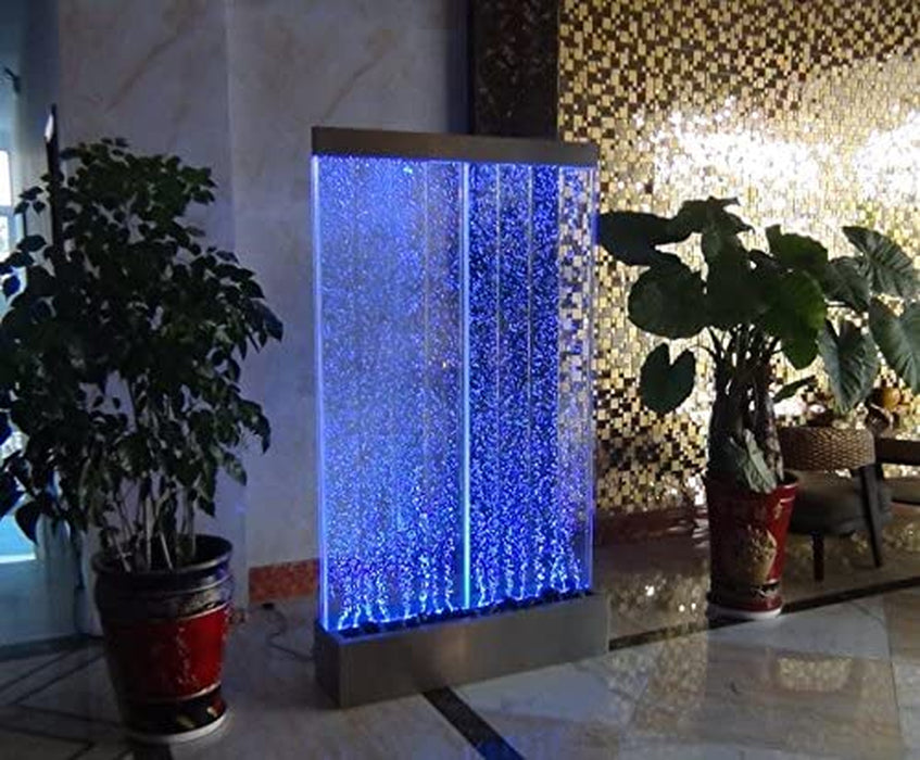72"X40" 3XL Bubble Fountain, Stainless Steel Base Twin Bubble Panel, Color Lights/Remote Ctrl