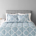 7-Piece Lightweight Microfiber Bed-In-A-Bag Comforter Bedding Set - Full/Queen, Dusty Blue Trellis