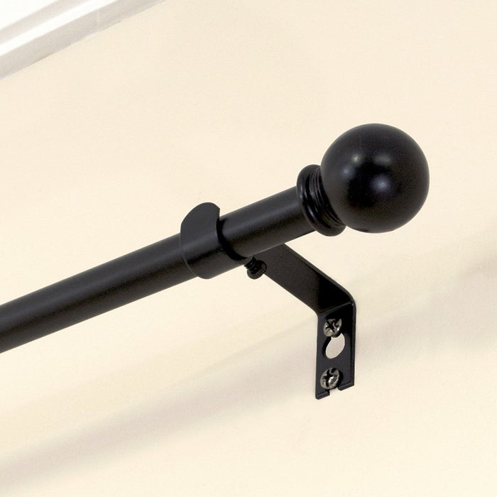 Mainstays 5/8" Black Ball Single Curtain Rod, 28 to 48", Black