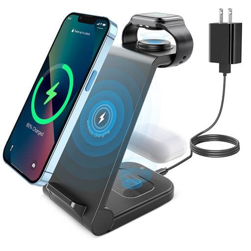 Fast Wireless Charger Station, 23W Qi Certified Wireless Charging Stand for Iphone 14/13/13 Pro/ 12/12 Pro/11/Xs Max/Xr/X/Galaxy S21 S20 S10, Airpods 3/2/Pro, Iwatch Series