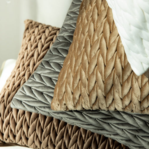 18" X 18" Modern, Luxury Brown Chevron Velvet, Polyester Throw Pillow , ( 2 Count)
