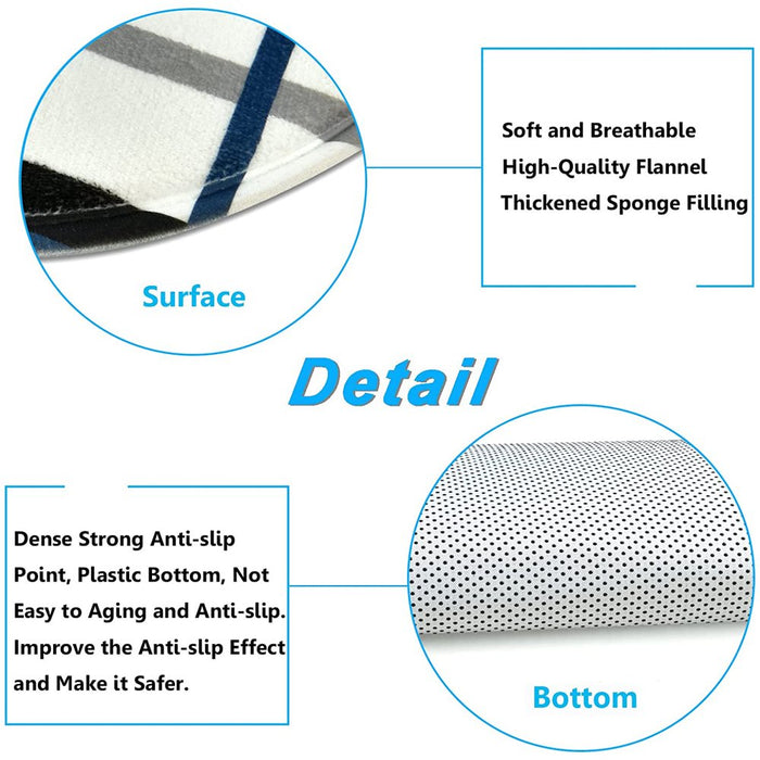 Blue Black Geometric Pattern Polyester Shower Curtain and Rug Sets Bathroom Decor Set, Waterproof Shower Curtain with 12 Hooks and Toilet Rugs