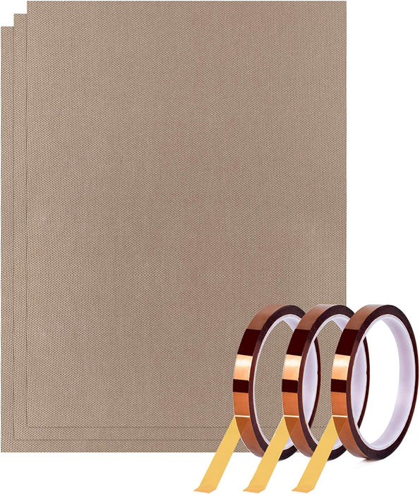 3 Pack PTFE Teflon Sheet for Heat Press Transfer Sheet Non Stick 16 X 20" Heat Transfer Paper Reusable Heat Resistant Craft Mat
