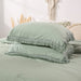 3Pcs Fringe Sage Green Tassel Comforter Set Queen Boho Bohemian Cute Soft Tufted Microfiber Bedding Sets Modern Style for Men and Women (1Comforter + 2 Pillowcases)