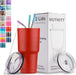 30 Oz Tumbler with Lids and Straws,18/8 Stainless Steel Vacuum Insulated Coffee Tumbler,Insulated Travel Mug Water Cup with Leak-Proof Straw Lid & Flip Lid,3 Metal Straws,1 Cleaning Brush & Gift Box