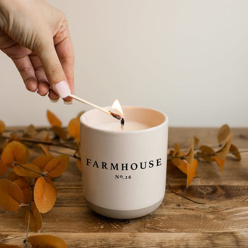 Farmhouse Candle | Autumn, Cinnamon, and Nutmeg, Fall Scented Soy Candles for Home | 12Oz Stone Jar, 60+ Hour Burn Time, Made in the USA