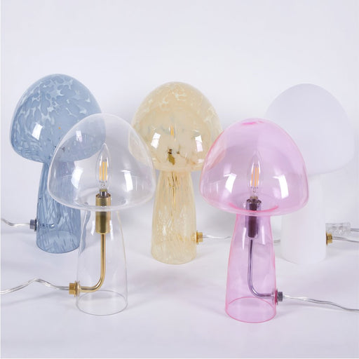 Urban Shop Novelty Glass Mushroom Lamp, Off-White Matte, 12" H, Plug-In