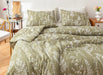Queen Comforter Sets Olive Green Comforter,3 PCS Bedding Sets Floral Comforter Set Plant Flowers Printed on Green Comforter Set