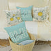 Pillow Covers 18X18 Set of 4 Beige Bufflo Plaid Daisy Eucalyptus Leaves Decorative Blue Throw Pillow Covers Bloom with Grace Pillowcase Spring Summer Decorations Farmhouse Decor