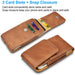 Universal Cell Phone Belt Holster Case,  Vertical Leather Belt Clip Pouch Hybrid Carrying Case W/ Snap on Cover for Cellphone up to 6.7" -Brown