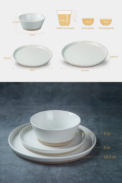 Saturn Dinnerware Sets, 12 Piece Dish Set, Plates and Bowls Sets for 4, White