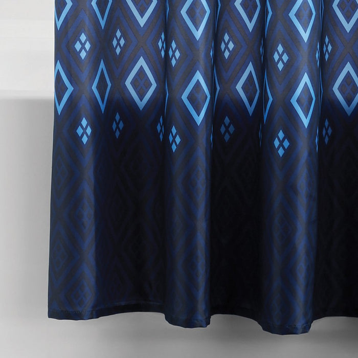 Mainstays Stockholm 15-Piece Geometric Polyester Shower Curtain Set, Navy