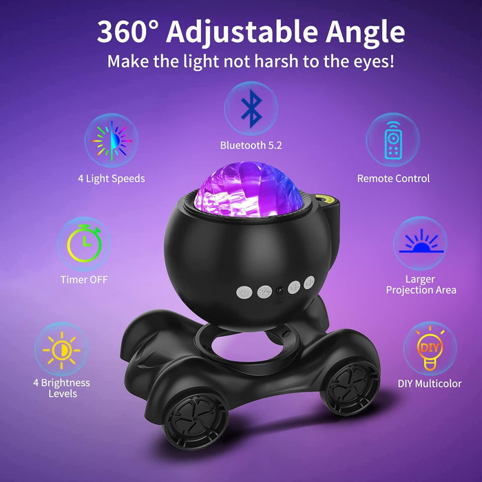 Aurora Projector, for Galaxy in Bedroom with Built-In Bluetooth Speaker, Night Light Projector for Kids Adult, Star Projector for Ceiling/Party/Gift (Black)