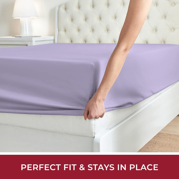 Queen Fitted Sheet - Deep Pocket Cooling Sheets up to 16 Inch - Hotel Luxury Bedding - Softest Sheets - Wrinkle, Fade, Stain Resistant - 1 Single Queen Fitted Sheet Only (Queen, Violet)