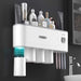 Toothbrush Holder Wall Mounted Automatic Toothpaste Dispenser Squeezer Kit,Toothbrush Holder with Toothpaste Dispenser, 4 Toothbrush Slots,3 Cups