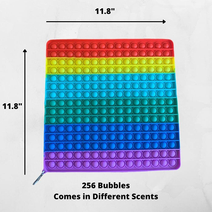 Fidget Pop It Toys 256 Bubble Game Cotton Candy Scent Large Size Neon Rainbow Glow in the Dark Sensory Silicone Anti-Stress Relief Toy for Kids Adults, Special Needs Schools Classroom Gifts Favors