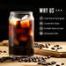 [ 6Pcs Set ] Glass Cups with Bamboo Lids and Glass Straw - Beer Can Shaped Drinking Glasses, 16 Oz Iced Coffee Glasses, Cute Tumbler Cup for Smoothie, Boba Tea, Whiskey, Water - 2 Cleaning Brushes