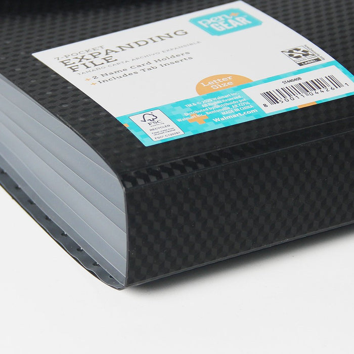 Pen + Gear Poly Durable 7 Pockets Expanding File, Textured Black