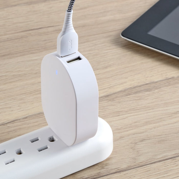 Onn. 4.8A Dual-Port Wall Charging Kit with 3FT Micro-Usb to USB Cable, White,180 Degree Folding and Fridendly Plug,Cell Phone Charger,