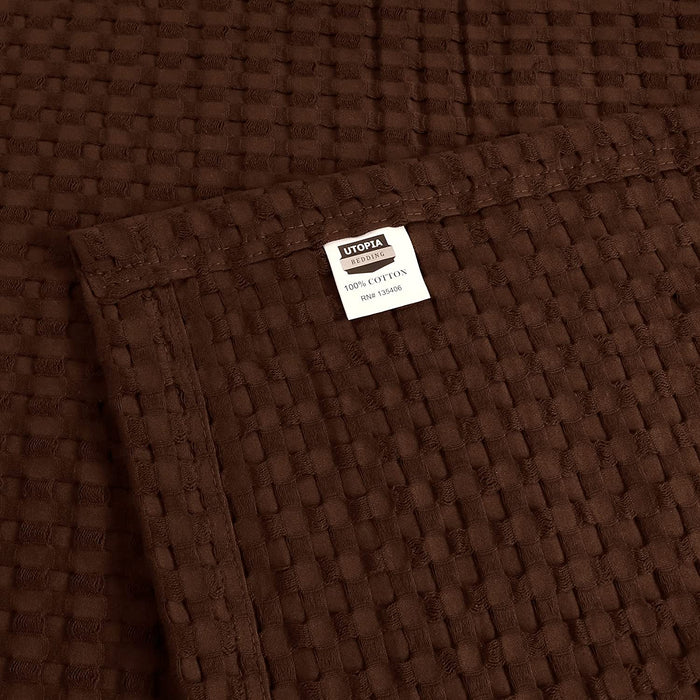Cotton Waffle Blanket 300 GSM (Brown - 90X108 Inches) Soft Lightweight Breathable Bed Blanket King Size Layering Any Bed for All Season